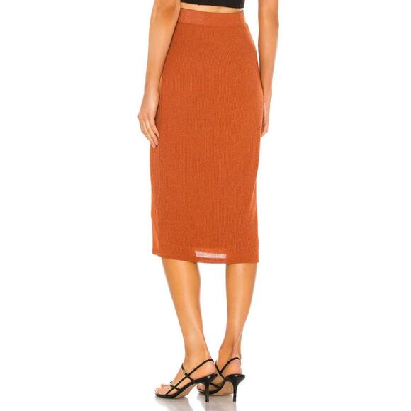 Privacy Please Kayleigh Pull-On Midi Skirt In Rust Metallic NWT Size Medium - Picture 3 of 10